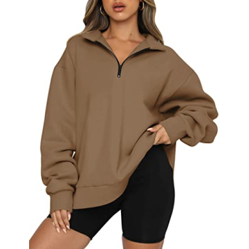 Trendy Queen Women's Oversized Half Zip Sweatshirt for Fall