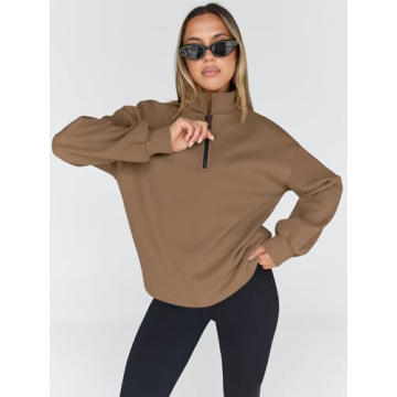 Trendy Queen Women's Oversized Half Zip Sweatshirt for Fall