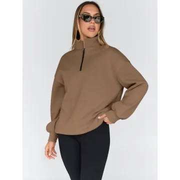 Trendy Queen Women's Oversized Half Zip Sweatshirt for Fall