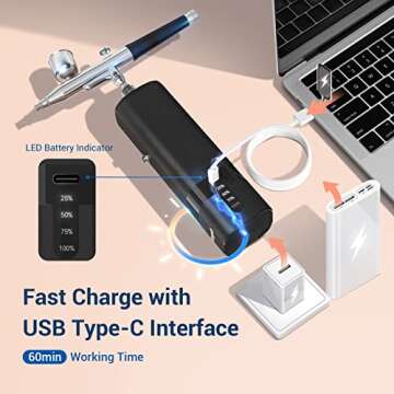 imyyds Airbrush Kit with Compressor, 32 PSI High Pressure Cordless Airbrush Gun, Portable Dual Action Airbrush Compressor Set, Handheld Mini Rechargeable Air Brushes for Painting, Model, Nail, Makeup