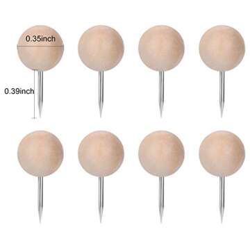 HIYUMY 100 Pieces Wood Push Pins - Elegant Decorative Wooden Thumb Tacks with Storage Box