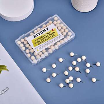 HIYUMY 100 Wood Push Pins - Stylish Decorative Tacks