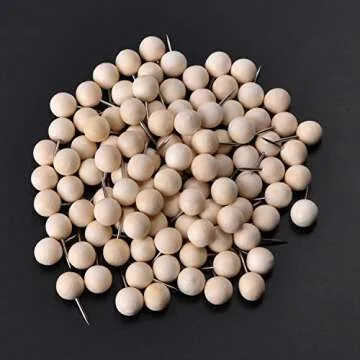 HIYUMY 100 Wood Push Pins - Stylish Decorative Tacks