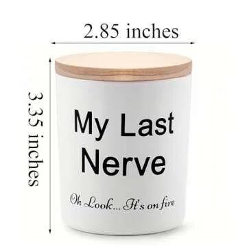 BFJLIFE Candles Gifts for Women Funny Unique My Last Nerve Candle Valentines Day Christmas Birthday Gag Gifts for Her Sister Wife Girlfriend Novelty Lavender Scented Soy Candle