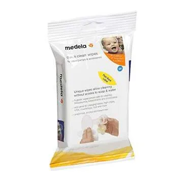 Medela Quick Clean Breast Pump and Accessory Wipes, 72 Wipes Total (3 Packs of 24), Convenient Porta...