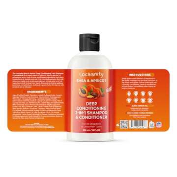 Locsanity Shea Apricot Natural 2-1 Moisturizing Shampoo for Kinky, Coily Hair - 12 OZ