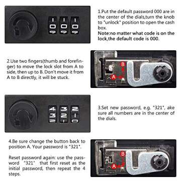 KYODOLED Medium Cash Box with Combination Lock Safe Metal Money Box with Money Tray for Security Lock Box 7.87x 6.30x 3.54Inch Pink Medium