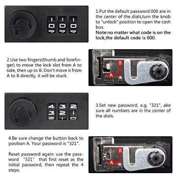 KYODOLED Medium Cash Box with Combination Lock Safe Metal Money Box with Money Tray for Security Lock Box 7.87x 6.30x 3.54Inch Pink Medium