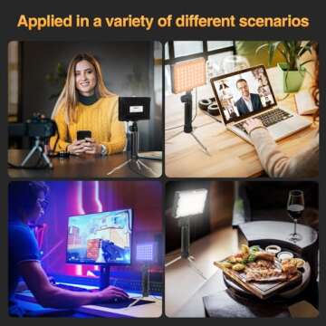 EMART Dimmable Photography Lighting Kit 11 Brightness, Continuous Portable 48 LED Video Light, Table...