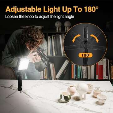 EMART Dimmable Photography Lighting Kit 11 Brightness, Continuous Portable 48 LED Video Light, Tabletop/Low-Angle Shooting, for Game Streams, Conference Zoom, YouTube with 4 Color Filters - 2 Packs