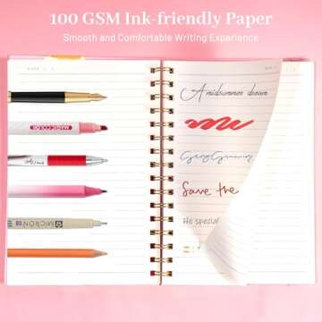 Yoment Spiral Notebook College Ruled A5 Spiral Bound Journal 160 Pages Thick Paper Plastic Hardcover Spiral Notebook 5x7 Wire Bound Notebooks for Note Taking School Office Supplies,Pink