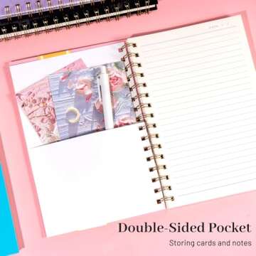 Yoment Spiral Notebook College Ruled A5 Spiral Bound Journal 160 Pages Thick Paper Plastic Hardcover Spiral Notebook 5x7 Wire Bound Notebooks for Note Taking School Office Supplies,Pink
