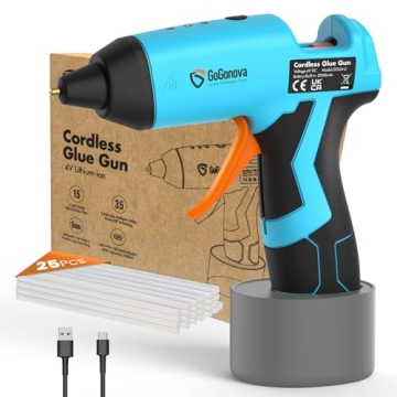 GoGonova Cordless Hot Glue Gun, 15s Fast Preheating with 2Ah Built-in Battery Hot Melt Glue Gun, Sma...
