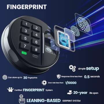 Grimtron Gun Safe for Multiple Pistols (1.71 cu. ft.) - Biometric Quick Access Handgun Safe 【Gun R...