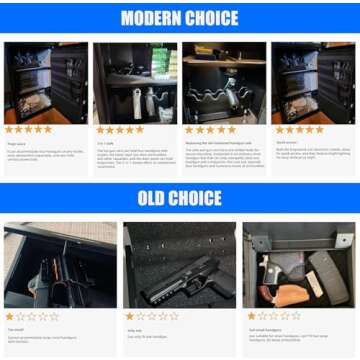 Grimtron Gun Safe for Multiple Pistols (1.71 cu. ft.) - Biometric Quick Access Handgun Safe 【Gun Rack & Gun Organizer】Home Pistol Safe Box, Fingerprint Gun Safe Storage with Backlit Keypad