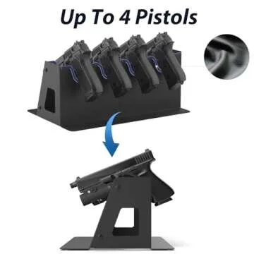 Grimtron Gun Safe for Multiple Pistols (1.71 cu. ft.) - Biometric Quick Access Handgun Safe 【Gun Rack & Gun Organizer】Home Pistol Safe Box, Fingerprint Gun Safe Storage with Backlit Keypad