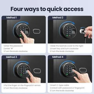 Grimtron Gun Safe for Multiple Pistols (1.71 cu. ft.) - Biometric Quick Access Handgun Safe 【Gun Rack & Gun Organizer】Home Pistol Safe Box, Fingerprint Gun Safe Storage with Backlit Keypad