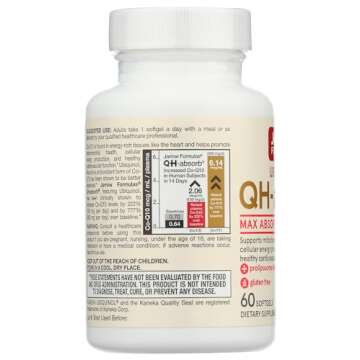 Jarrow Formulas QH-absorb 200 mg - 60 Softgels - High Absorption Co-Q10 - Active Antioxidant Form of Co-Q10 - Supports Mitochondrial Energy Production and Cardiovascular Health - 60 Servings