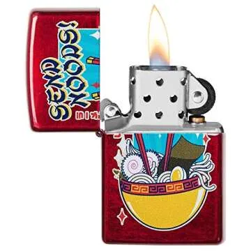 Zippo Noodle Design Candy Apple Red Pocket Lighter