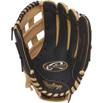 Rawlings | PLAYERS Series T-Ball & Youth Baseball Glove | Right Hand Throw | 11.5" | Camel/Black