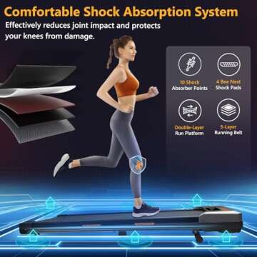 AIRHOT Under Desk Treadmill, Walking Pad 2 in 1 for Walking and Jogging, Portable Walking Treadmill with Remote Control Lanyard for Home/Office, 2.5HP Low-Noise Desk Treadmill in LED Display