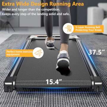 AIRHOT Under Desk Treadmill, Walking Pad 2 in 1 for Walking and Jogging, Portable Walking Treadmill with Remote Control Lanyard for Home/Office, 2.5HP Low-Noise Desk Treadmill in LED Display