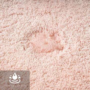 MIULEE Pink Bathroom Rugs Sets 2 Piece - Absorbent Bath Mats Set Made of Thick Fluffy Microsiber for Bathroom Floor, Tub or Entryway, Non Slip Rubber Backside, Machine Washable - Blush, 16''x24''