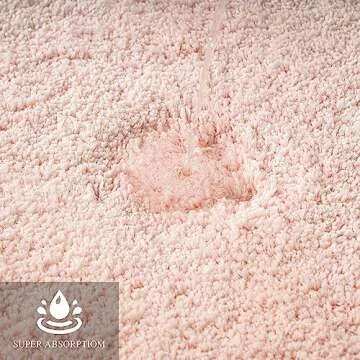 MIULEE Pink Bathroom Rugs Sets 2 Piece - Absorbent Bath Mats Set Made of Thick Fluffy Microsiber for Bathroom Floor, Tub or Entryway, Non Slip Rubber Backside, Machine Washable - Blush, 16''x24''