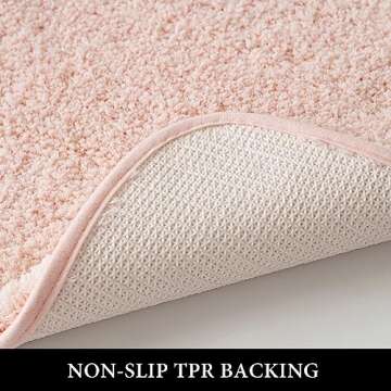 MIULEE Pink Bathroom Rugs Sets 2 Piece - Absorbent Bath Mats Set Made of Thick Fluffy Microsiber for Bathroom Floor, Tub or Entryway, Non Slip Rubber Backside, Machine Washable - Blush, 16''x24''