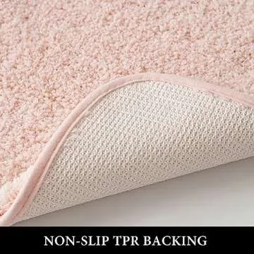 MIULEE Pink Bathroom Rugs Sets 2 Piece - Absorbent Bath Mats Set Made of Thick Fluffy Microsiber for Bathroom Floor, Tub or Entryway, Non Slip Rubber Backside, Machine Washable - Blush, 16''x24''