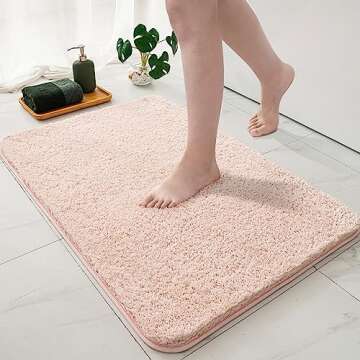 MIULEE Pink Bathroom Rugs Sets 2 Piece - Absorbent Bath Mats Set Made of Thick Fluffy Microsiber for Bathroom Floor, Tub or Entryway, Non Slip Rubber Backside, Machine Washable - Blush, 16''x24''