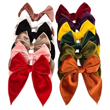 Velvet Fable Bow Hair Clips Baby Girls Women Large Velvet Cheer Hair Bows Barrettes Accessories for ...