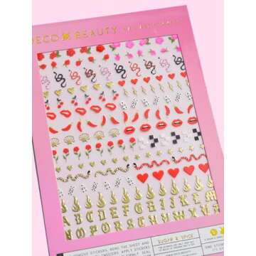 Deco Beauty Sugar & Spice Nail Stickers - Lightweight & Easy-to-Apply Nail Art with Cute & Trendy De...