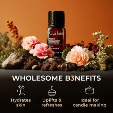 Gya Labs Rose Geranium Essential Oil - 100% Pure Floral Scent