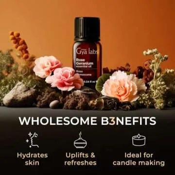 Gya Labs Rose Geranium Essential Oil - 100% Pure Floral Scent
