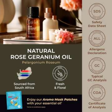 Gya Labs Rose Geranium Essential Oil - 100% Pure Floral Scent