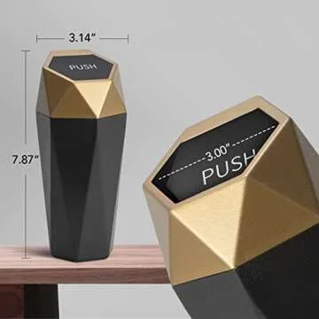 Casturu Car Trash Can with Lid, New Car Dustbin Diamond Design，Waterproof Automatic Portable Mini Trash Can for Car, Office ＆ Home