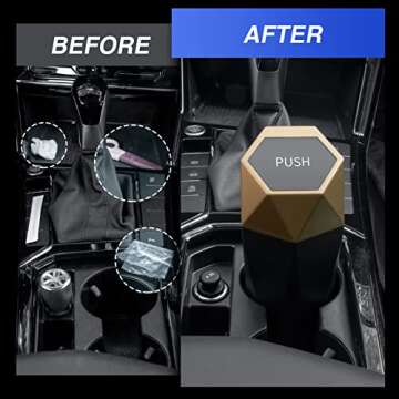 Casturu Car Trash Can with Lid, New Car Dustbin Diamond Design，Waterproof Automatic Portable Mini Trash Can for Car, Office ＆ Home