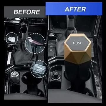 Casturu Car Trash Can with Lid, New Car Dustbin Diamond Design，Waterproof Automatic Portable Mini Trash Can for Car, Office ＆ Home