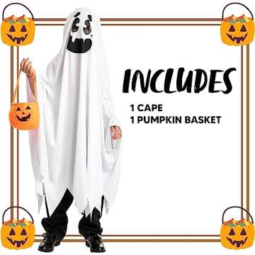 Spooktacular Creations Ghost Costume for Kids with Pumpkin Basket, Scary Halloween Costume for Boys, Toddler Ghost Costume for Halloween (5-7 yr)