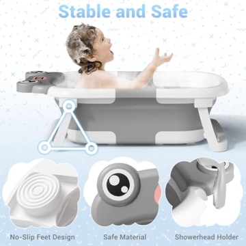 BUNWAG Collapsible Baby Bathtub for Infants 0-24 Months