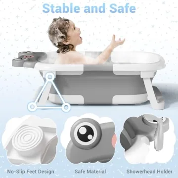 BUNWAG Collapsible Baby Bathtub for Infants 0-24 Months