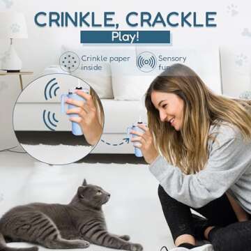 PUPROAR Kitty Cup Tumbler Cat Toy – Small Crinkle Catnip - Funny and Cute Kitten Toys with Cat Nip for Fun Indoor Play, Unique Kitty Birthday Gift, Aesthetic Kitten Present (Chambray Blue)