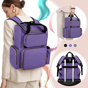 LUXJA Nail Polish Organizer (Backpack Version) Holds 70 Bottles and a Nail Lamp, Travel Nail Polish Bag with 2 Removable Cases and Tools Storage Pockets (Patent Pending), Purple