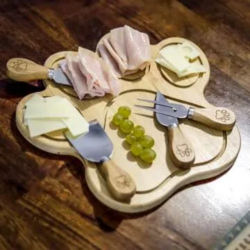 Pet Fit For Life - Paw Shaped Natural Bamboo Charcuterie Board - Wood Cutting Board/Cheese Board Set with 4 Matching Spreaders - Unique Gift Set For Any Occasion