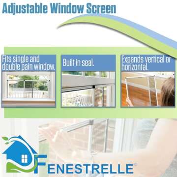 Fenestrelle Expandable Window Screen, 2 Way Adjustable Window Screen, Horizontal (15" H x 12"-40" W) or Convert to Vertical (21" H x 15"- 28" W), Pack of 2