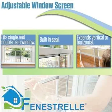 Fenestrelle Expandable Window Screen, 2 Way Adjustable Window Screen, Horizontal (15" H x 12"-40" W) or Convert to Vertical (21" H x 15"- 28" W), Pack of 2