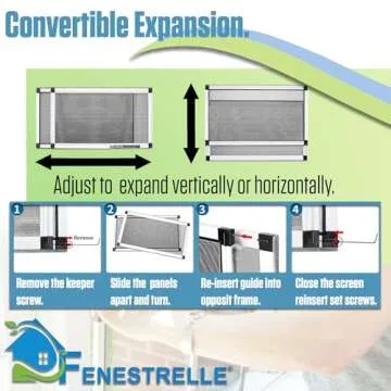 Fenestrelle Expandable Window Screen, 2 Way Adjustable Window Screen, Horizontal (15" H x 12"-40" W) or Convert to Vertical (21" H x 15"- 28" W), Pack of 2