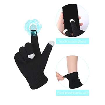 Satin Lined Beanie & Touchscreen Gloves Set for Winter