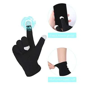 Satin Lined Beanie & Touchscreen Gloves Set for Winter